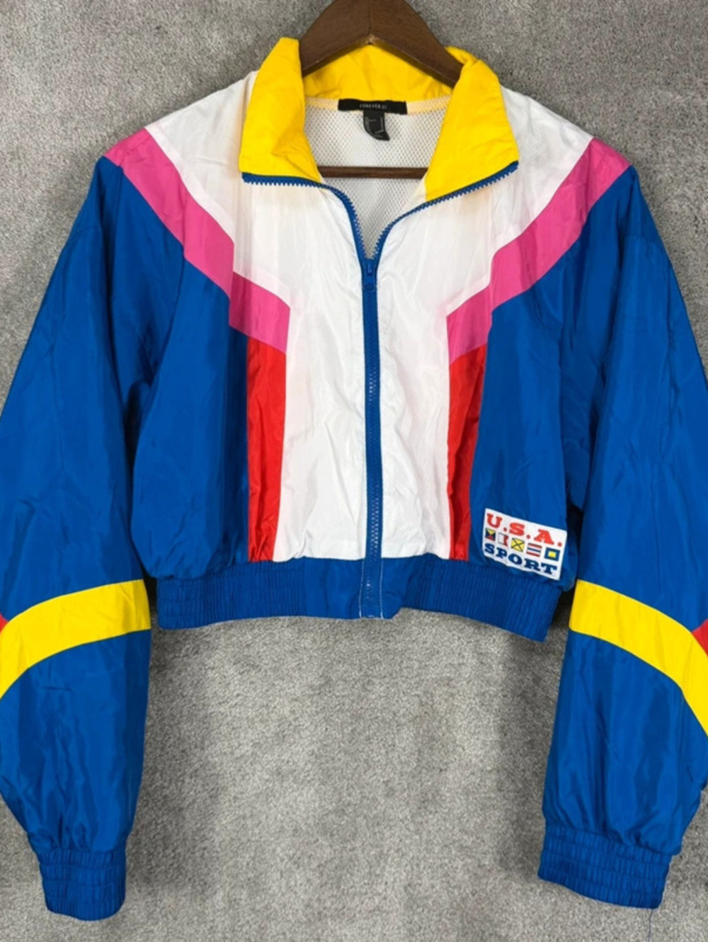 Forever 21 Cropped Colorblock Windbreaker Jacket Size Small